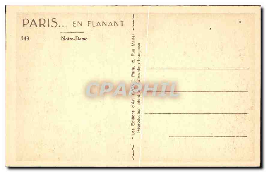 CPA Paris en flanant Notre Dame  — Verso