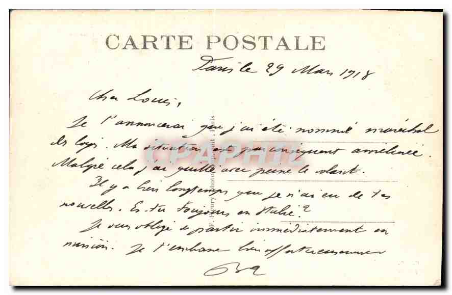 CPA Paris Ier Arc de Triomphe du Carrousel  — Rückseite