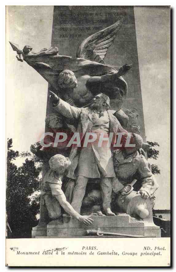 CPA Paris Monument eleve a la memoire de Gambetta Groupe Principal 