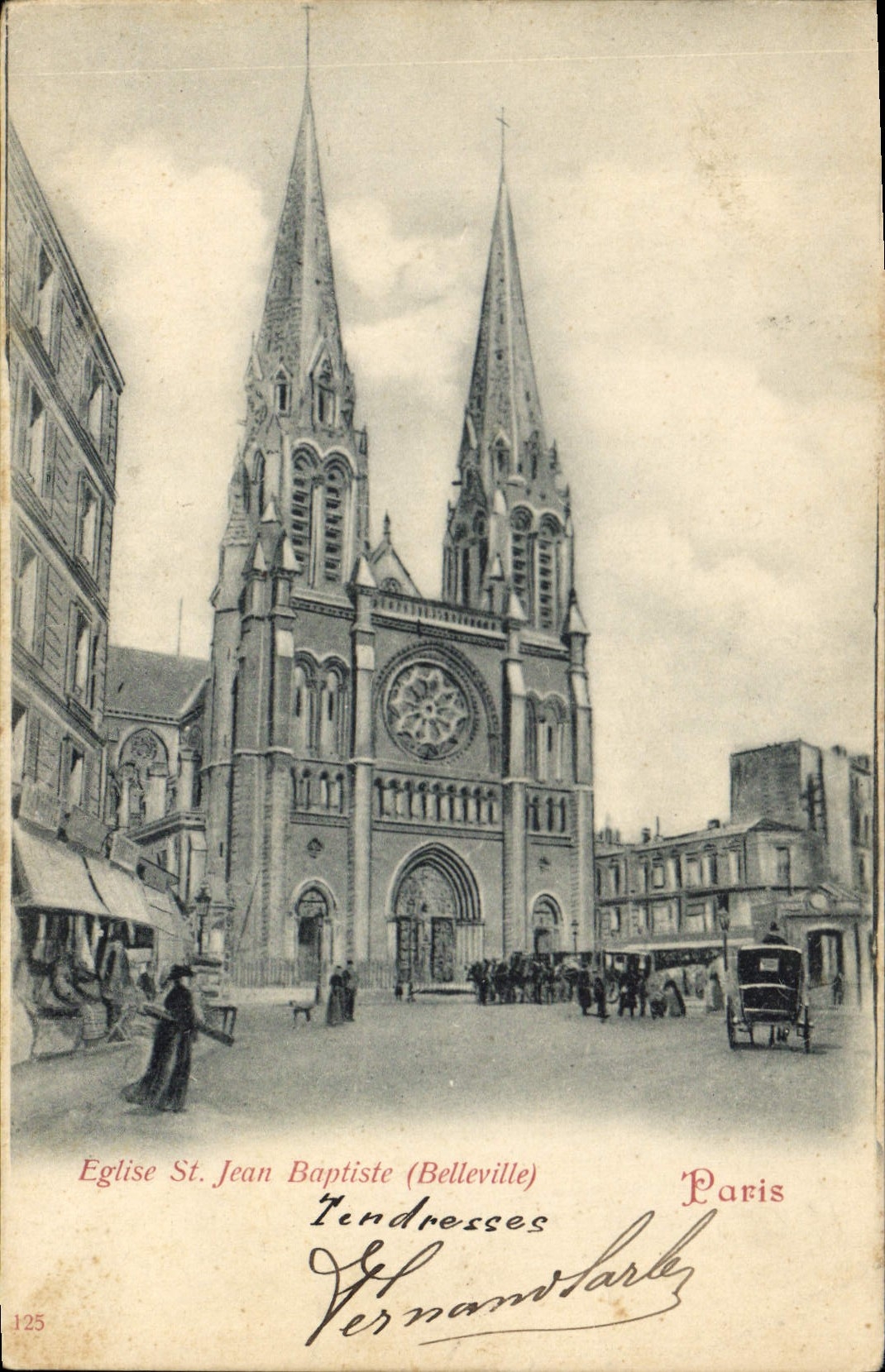 CPA Paris Eglise St Jean Baptiste Belleville 