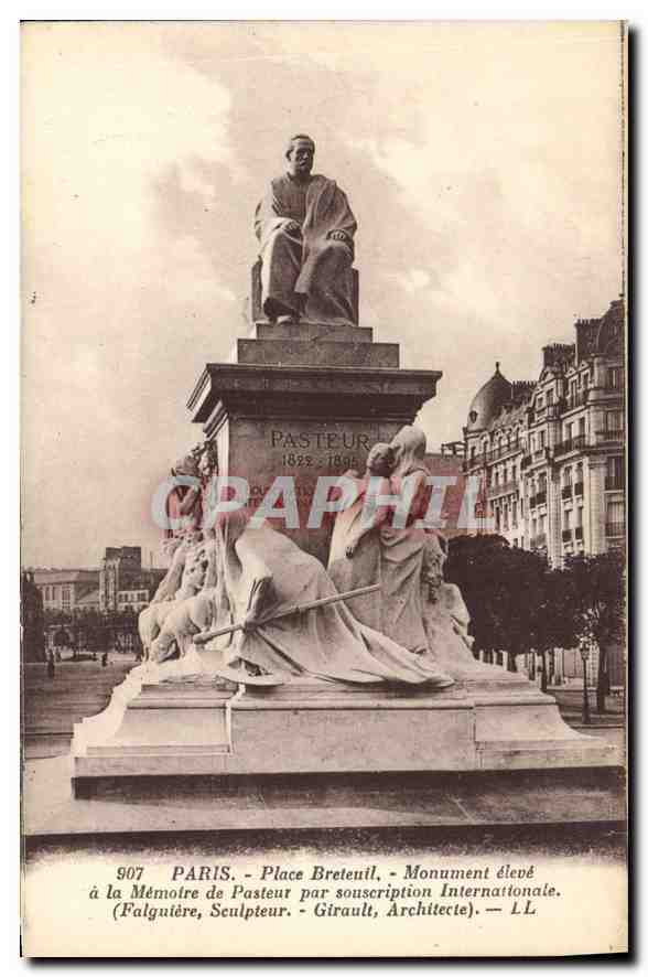 CPA Paris Place Breteuil Monument eleve a la Memoire de Pasteur par Souscription internationale 