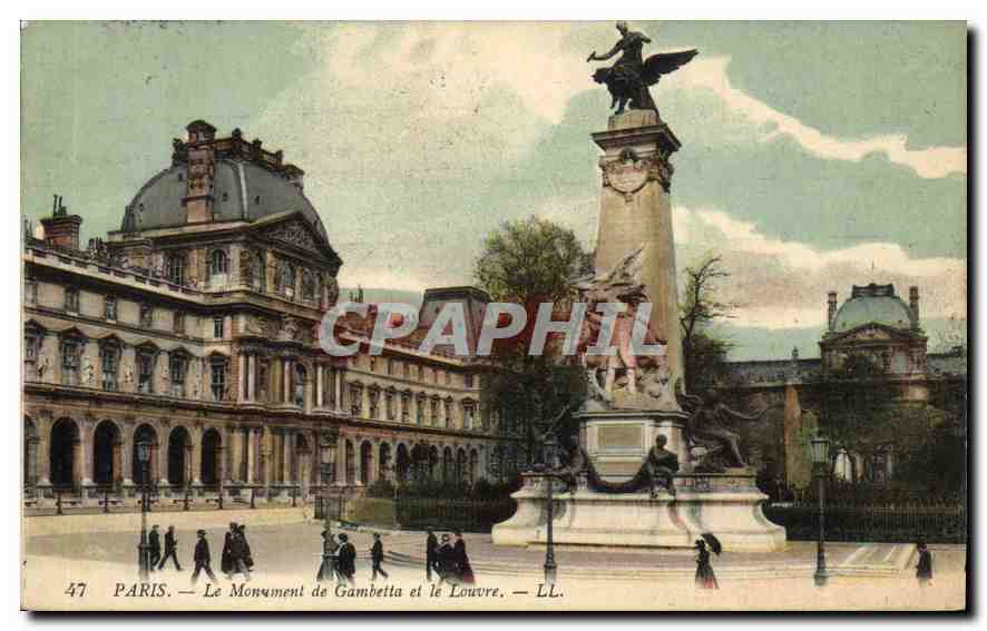 CPA Paris le Monument de Gambetta et le Louvre 