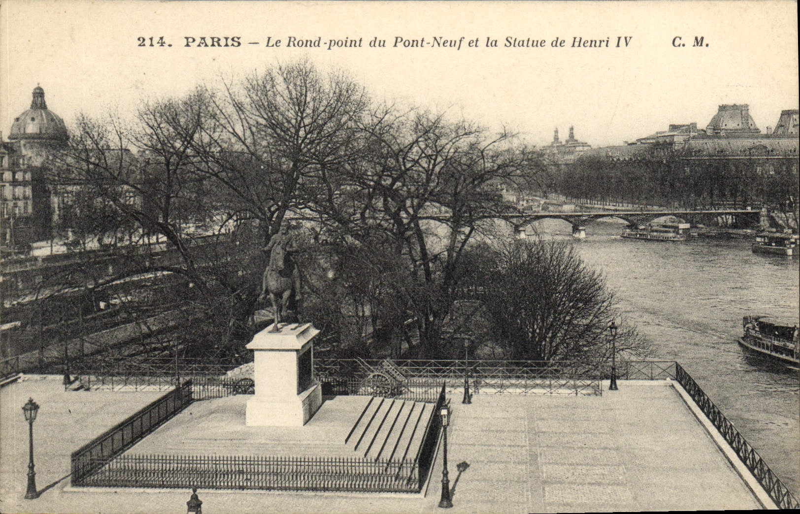 CPA Paris le Rond Point du Pont Neuf et la statue de Henri IV 