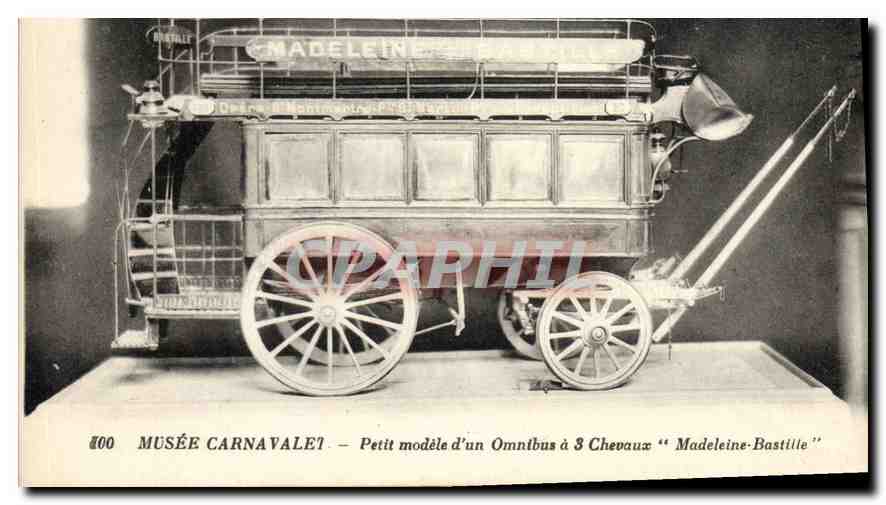 CPA Musee Carnavalet petit modele d'un Omnibus a 3 chevaux Madeleine Bastille 