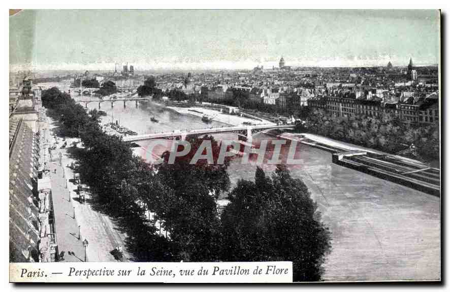 CPA Paris Perspective sur la seine vue du Pavillon de Flore 