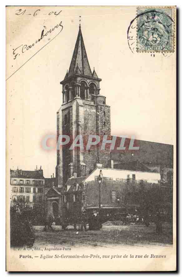 CPA Paris Eglise St Germain des Pres vue prise de la Rue de Rennes 