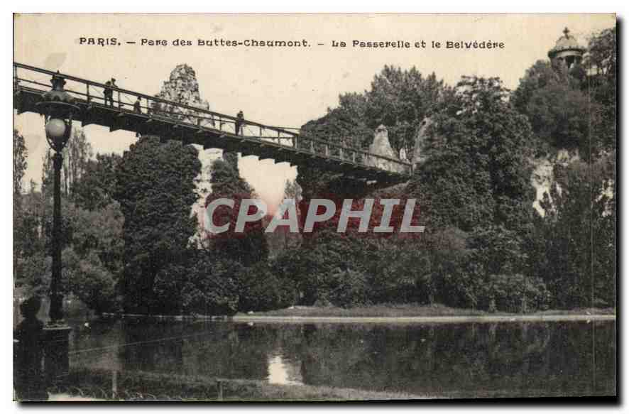 CPA Paris Parc des Buttes Chaumont la Passerelle et le Belvedere 