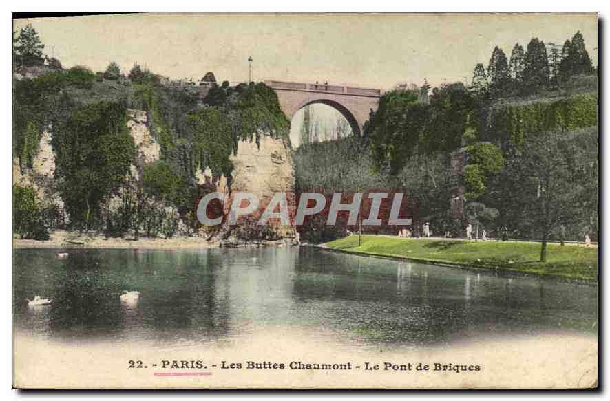 CPA Paris Les Buttes Chaumont Le Pont de Briques 