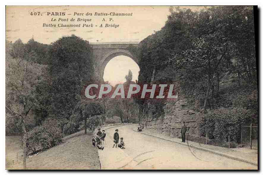 CPA Paris Parc des Buttes Chaumont le Pont de Brique 