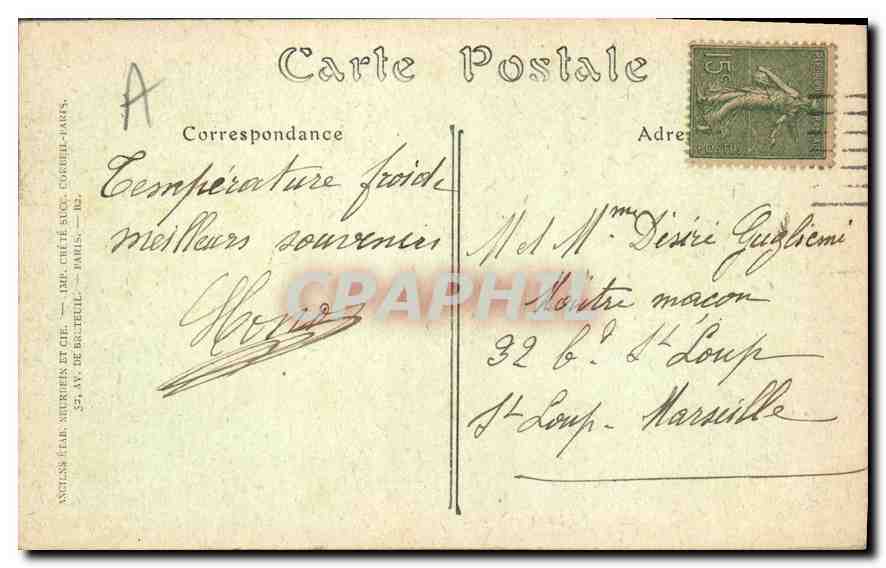 CPA Paris Le Pont de la Concorde et la Chambre des Deputes Bateau Peniche — Rückseite