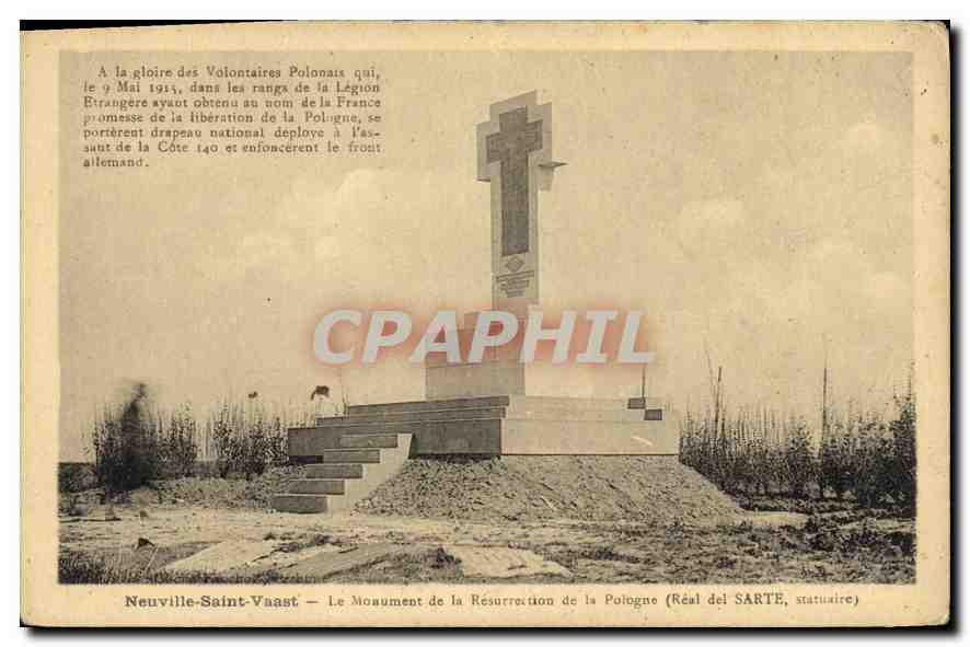 CPA Neuville Saint Vaast Le Monument de la Resurrection de la Pologne 