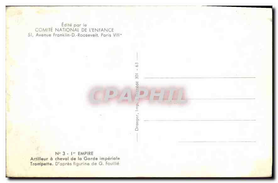 CPA Ier Empire Artilleur a cheval de la Garde imperiale Trompette  — Rückseite