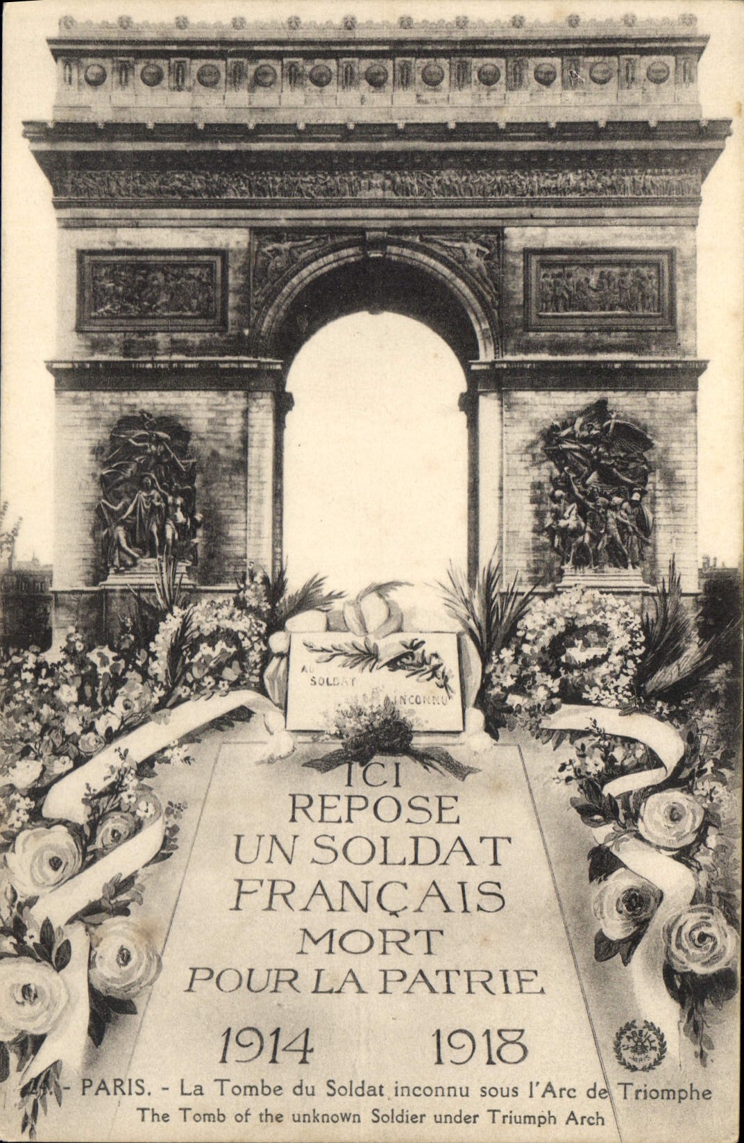 CPA Paris La Tombe du Soldat Inconnu Sous l'Arc de Triomphe 