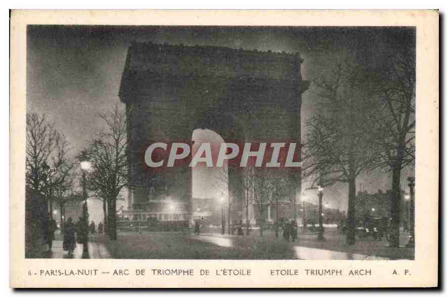 CPA Paris la Nuit Arc de Triomphe de L'Etoile 