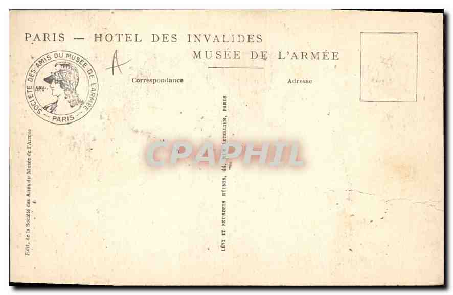 CPA Paris L'Hotel des Invalides La Chapelle L'Autel  — Rückseite