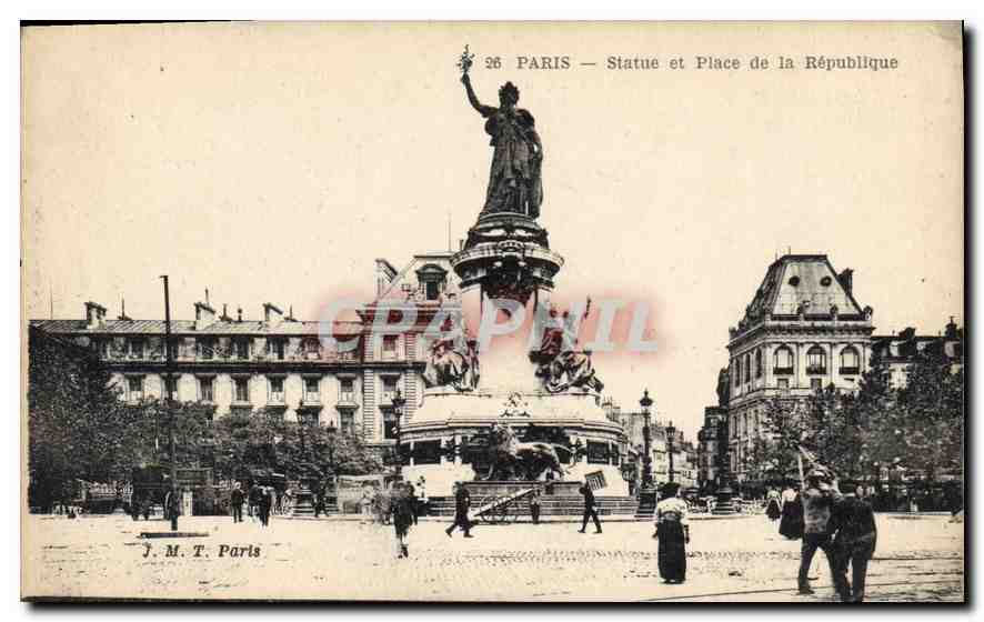 CPA Paris Statue et Place de la Republique 