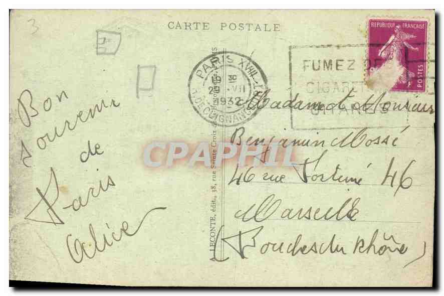 CPA Paris Le Pont Alexandre III  — Verso
