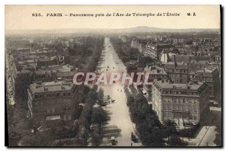 CPA Paris Panorama pris de l'Arc de Triomphe de l'Etoile 