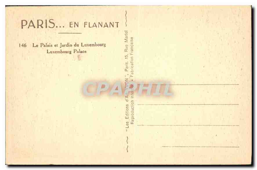 CPA Paris en flanant Le Palais et Jardin du Luxembourg  — Rückseite