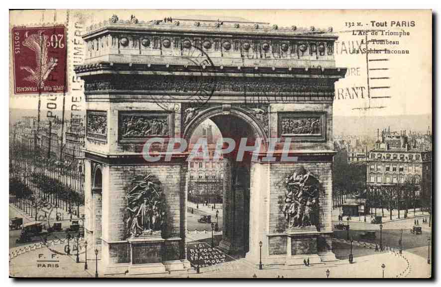 CPA Tout Paris L'Arc de Triomphe Le Tombeau du soldat inconnu 
