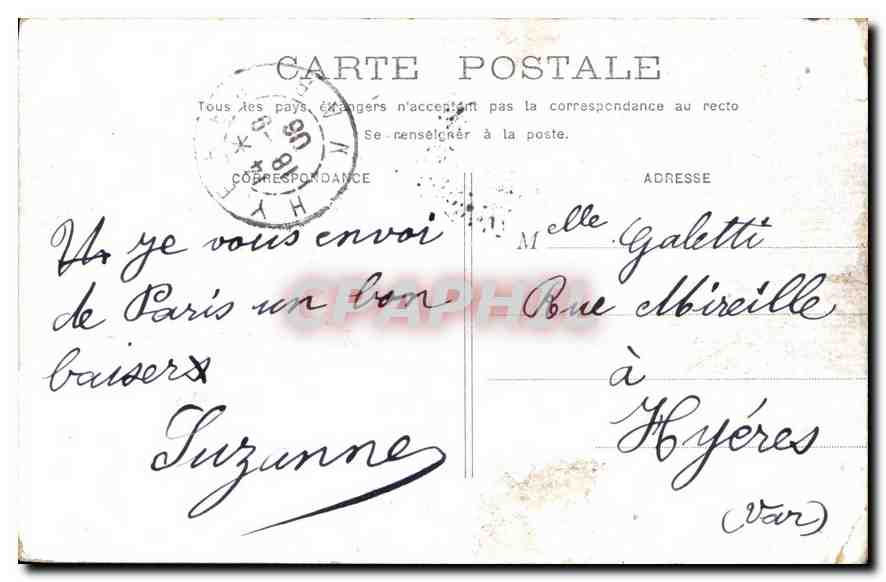 CPA Paris Place de la Concorde  — Rückseite