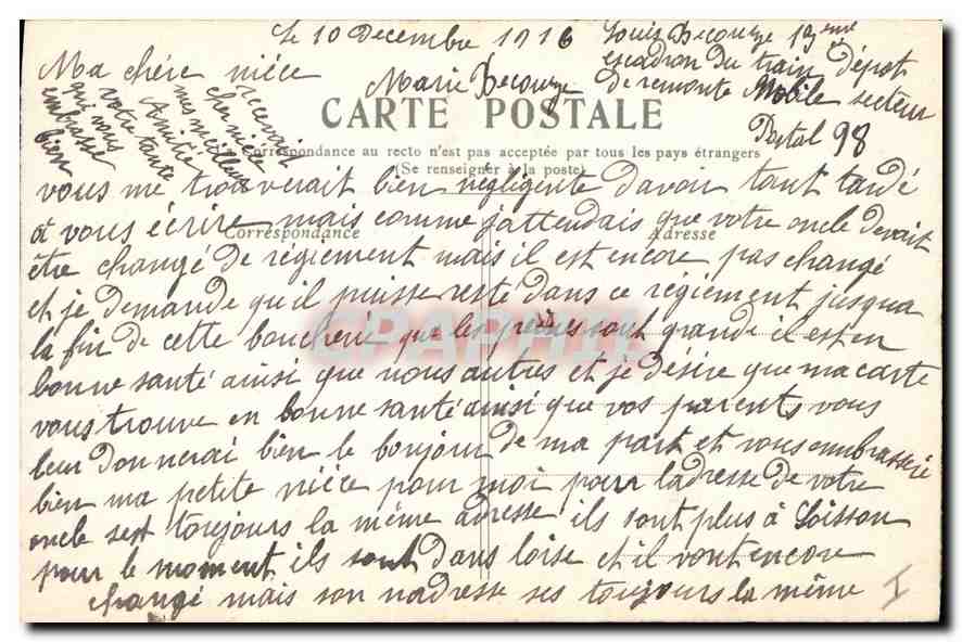 CPA Paris Notre Dame  — Verso