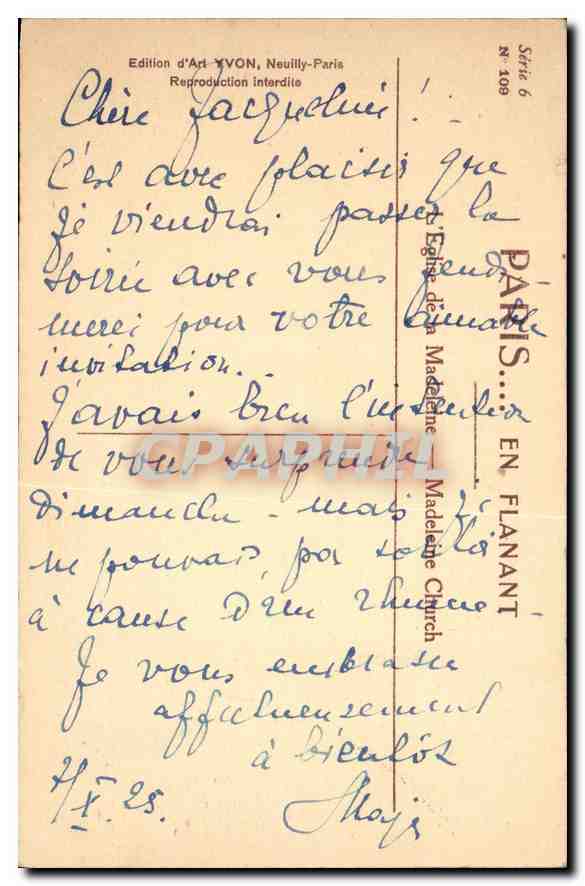 CPA Paris en flanant Eglise de la Madeleine  — Verso