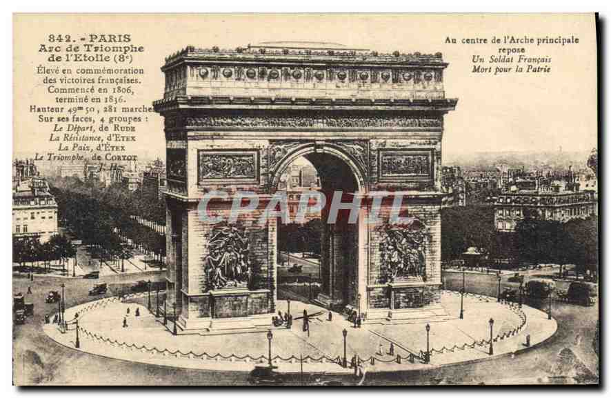 CPA Paris Arc de Triomphe de l'Etoile Au centre de l'Arche principale repose Un Soldat Francais Mort