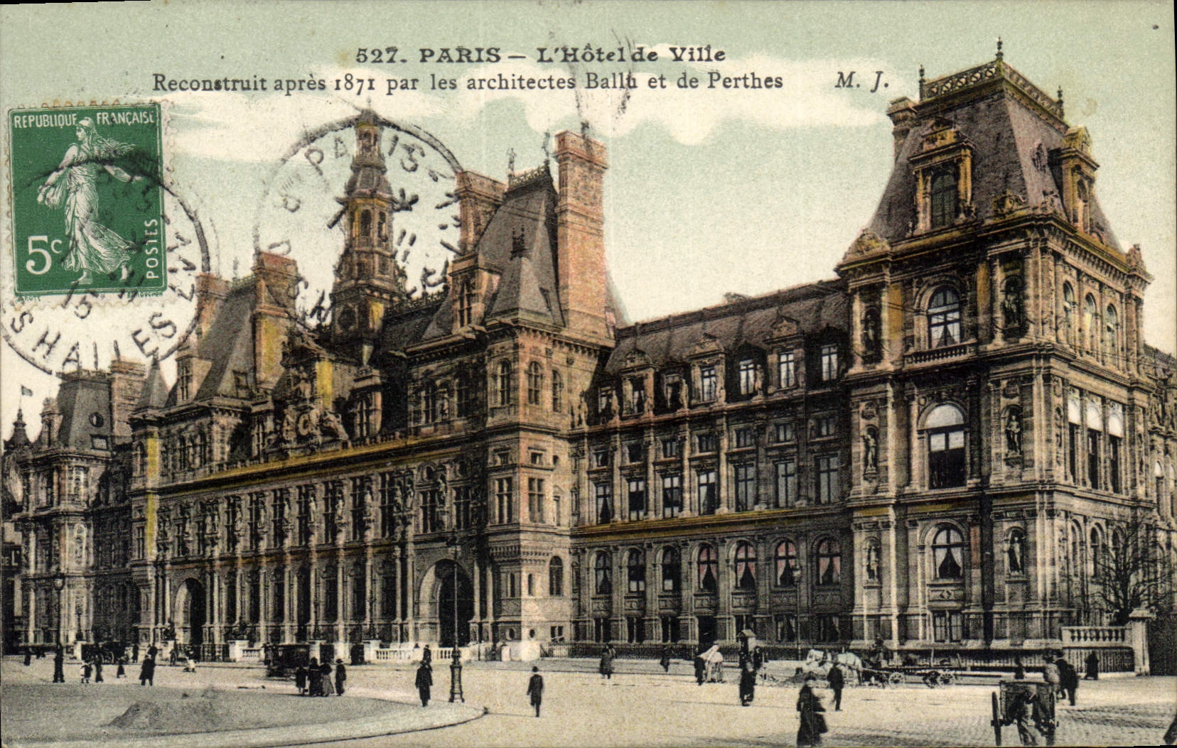 CPA Paris L'Hotel de Ville Reconstruit apres 1871 par les architectes ballu et de Perthes 