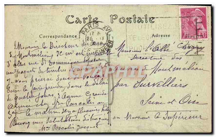 CPA Paris Notre Dame la Nef  — Verso