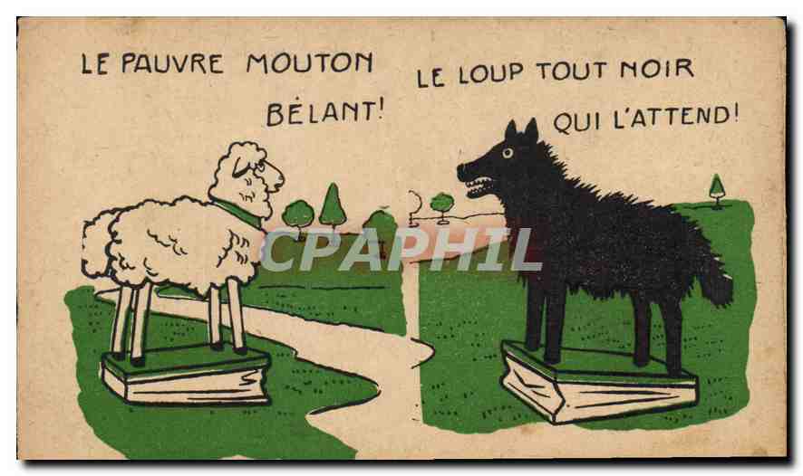 CPA Le pauvre mouton Le loup tout noir 
