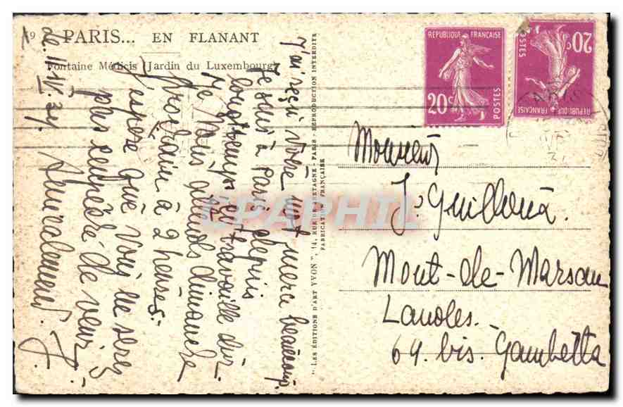 CPA Paris en Flanant Fontaine Merticis Jardin du Luxembourg  — Rückseite