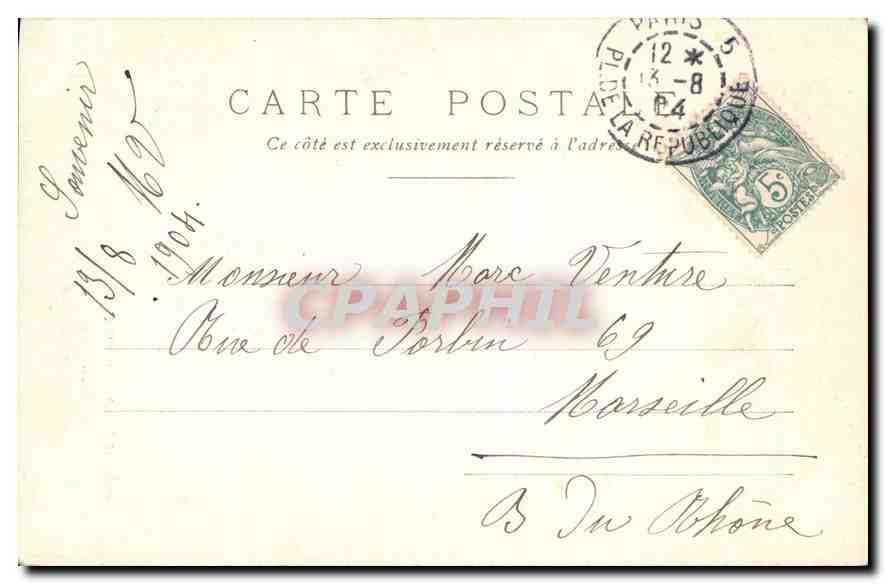 CPA Paris Place de la Republique  — Rückseite