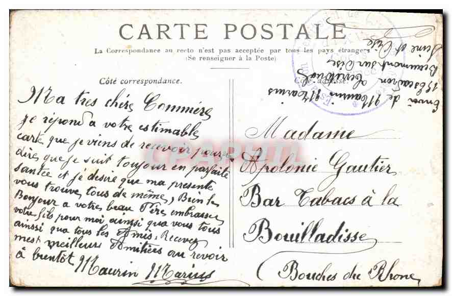 CPA Paris La Place de la Concorde  — Rückseite