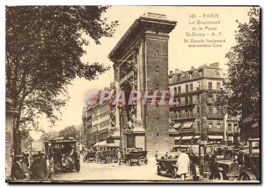 CPA Paris Le Boulevard et la Porte St Denis 