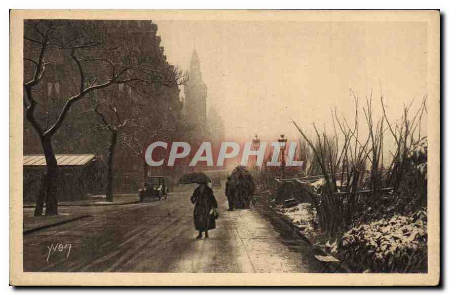 CPA Edition pour de gour Paris en Flamamt Le Quai aux Fleurs sous la neige 
