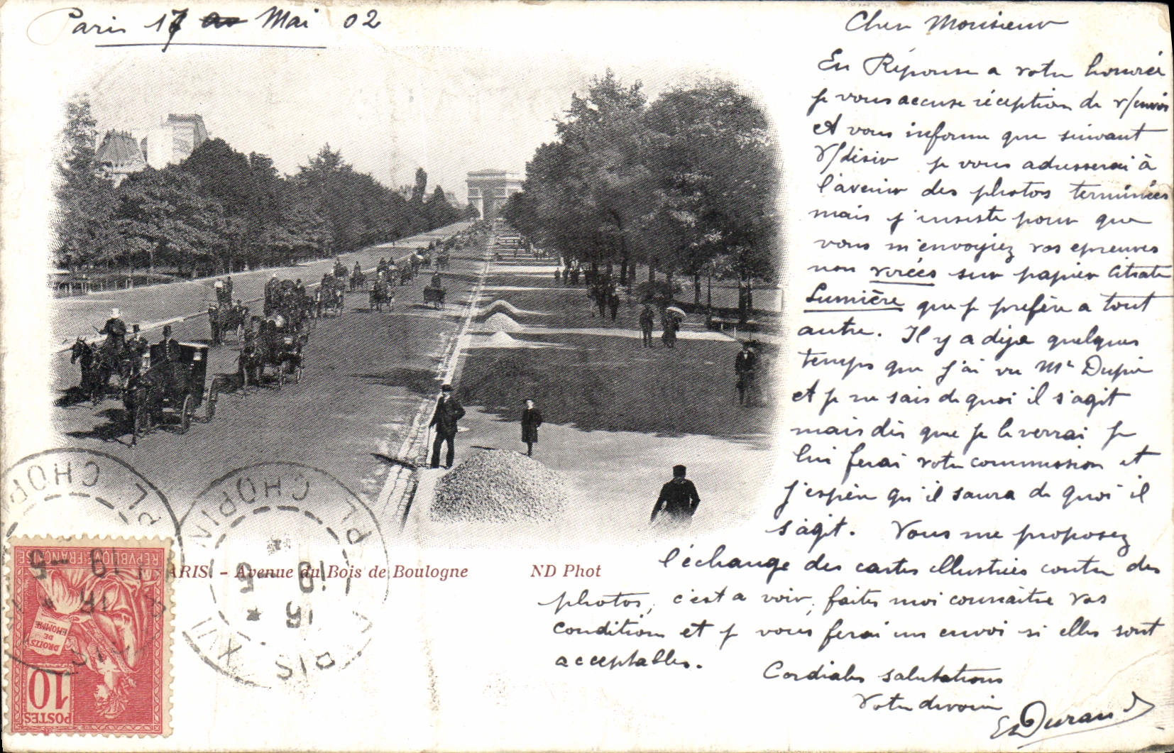 CPA Paris Avenue de Vois de Boulogne 