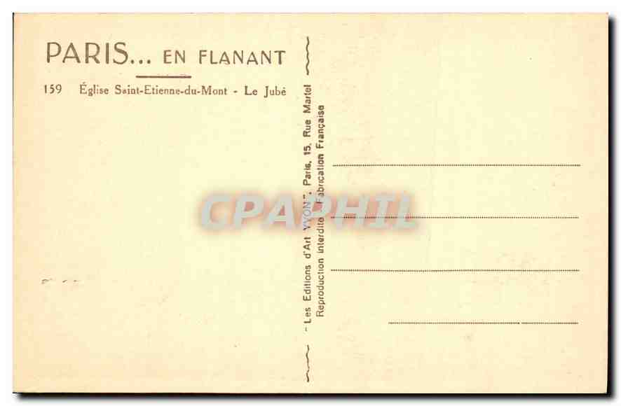 CPA Paris en Flanant Eglise Saint Etienne du Mont Le Jube  — Verso