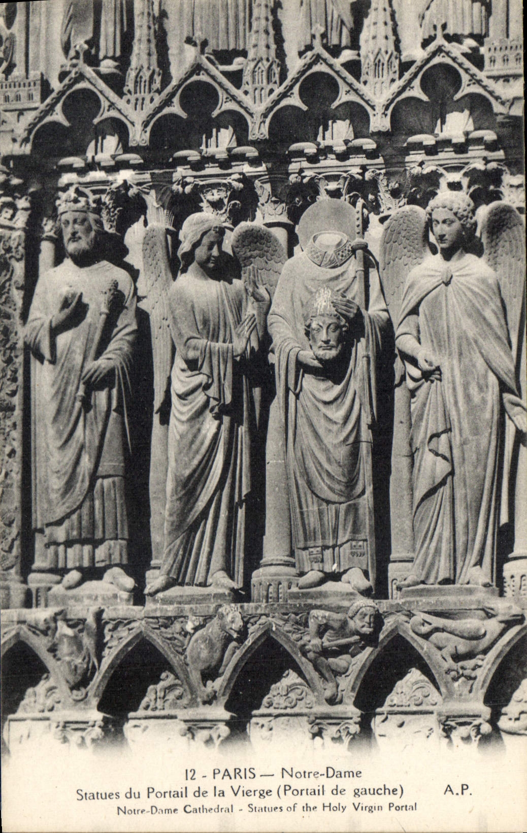 CPA Paris Notre Dame Statues du Portail de la Vierge Portail de gauche 