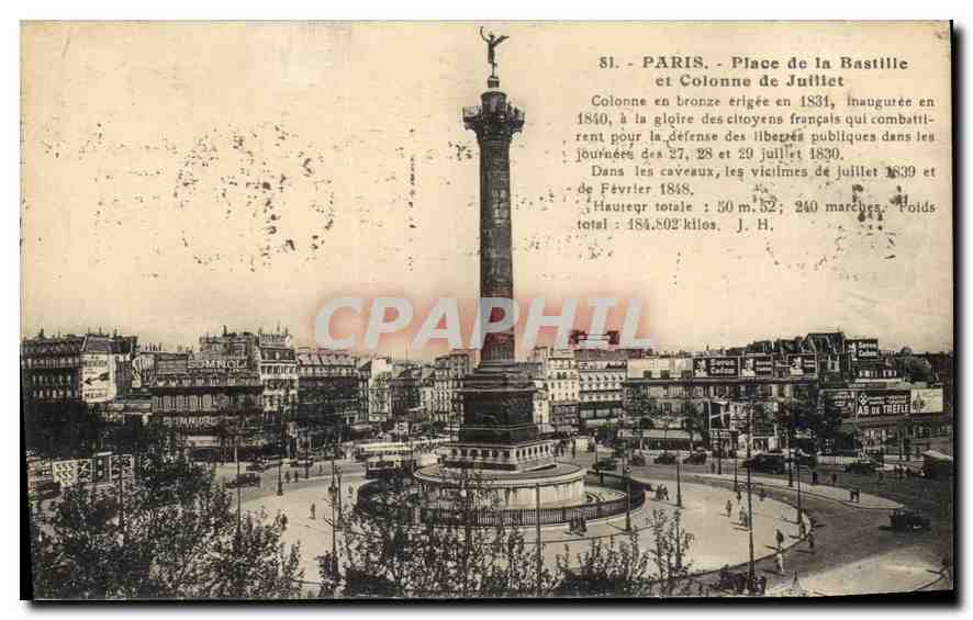 CPA Paris Place de Bastille et Colonne de Juillet 