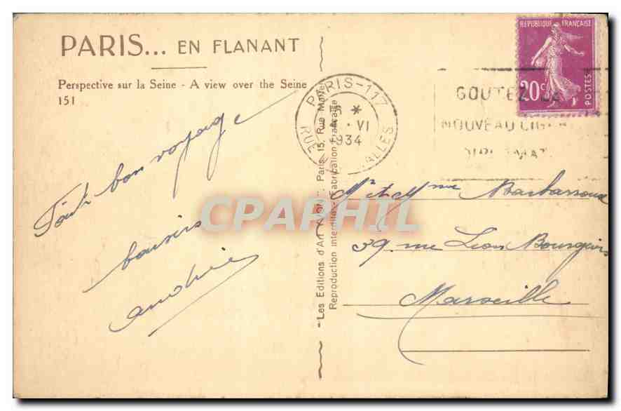 CPA Paris en Flanant Perspective sur la Seine  — Rückseite