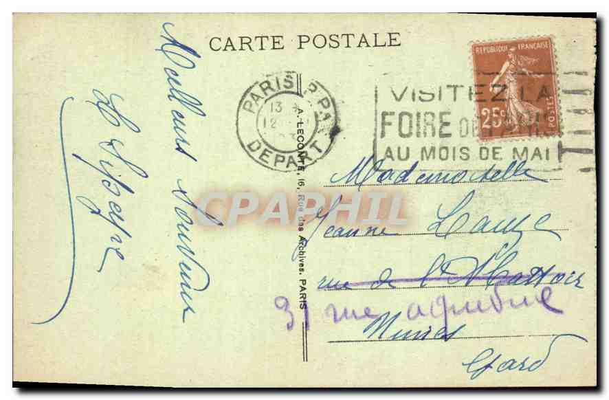 CPA Paris Avenue des Champs Elysees  — Rückseite