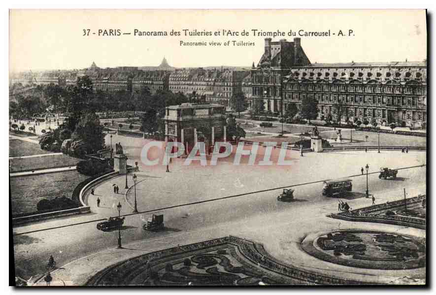 CPA Paris Panorama des Tuileries et l'Arc de Triomphe du Carrousel 