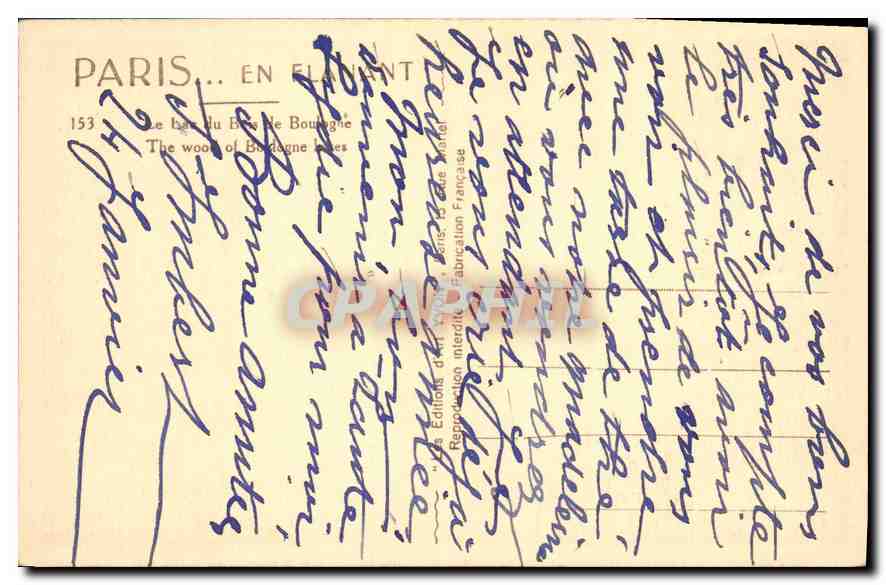 CPA Paris en Flanant  — Verso