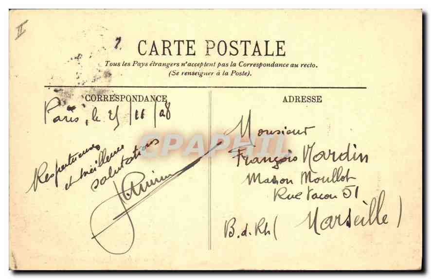 CPA Paris La Porte et le Boulevard Saint Martin X  — Verso