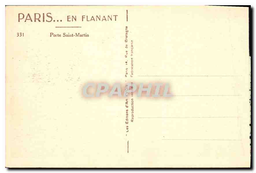 CPA Paris en Flanant Porte Saint Martin  — Verso