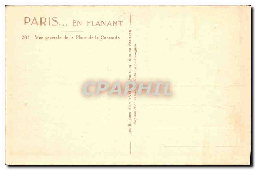 CPA Paris en Flanant Vue generale de la Place de la Concorde  — Rückseite