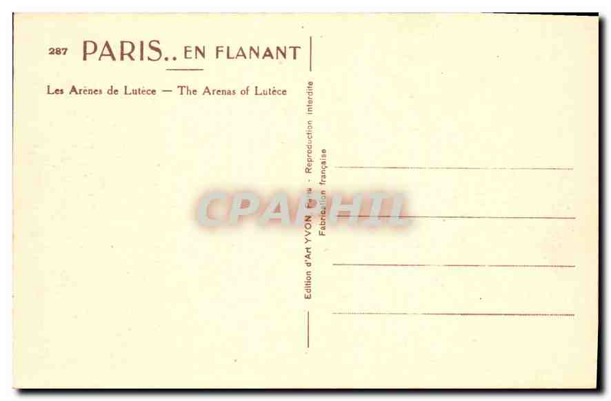CPA Paris en Flanant Les Arenes de Lutece  — Verso