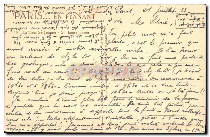 CPA Paris en Flanant La Tour St Jacques  — Verso