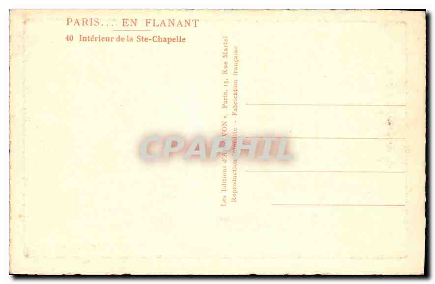 CPA Paris en Flanant Interieur de la Ste Chapelle  — Verso